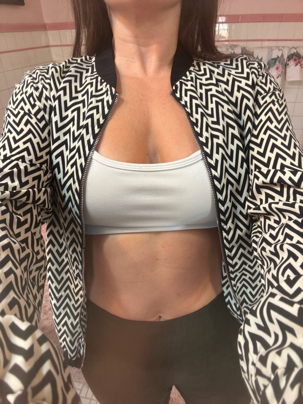 Silk Black and White Zigzag Bomber Jacket from Nordstrom's